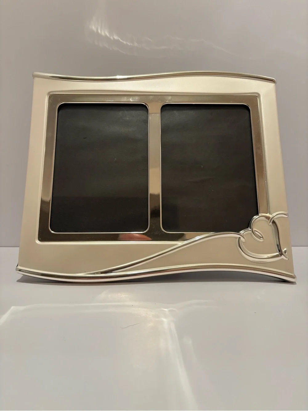 Vintage Lenox Heart Double Picture Frame White/silver Hold 2 - 5x7 Photos
